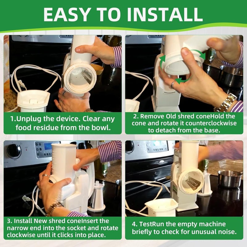 PROSOCOOL Shred Cone Replacement for Presto Regular Salad Shooter 02910 02980, Salad Shooter Replacement Part Ideal for Shredding Cheese, Vegetables for Salads, Pizzas, Tacos(White) - Image 4